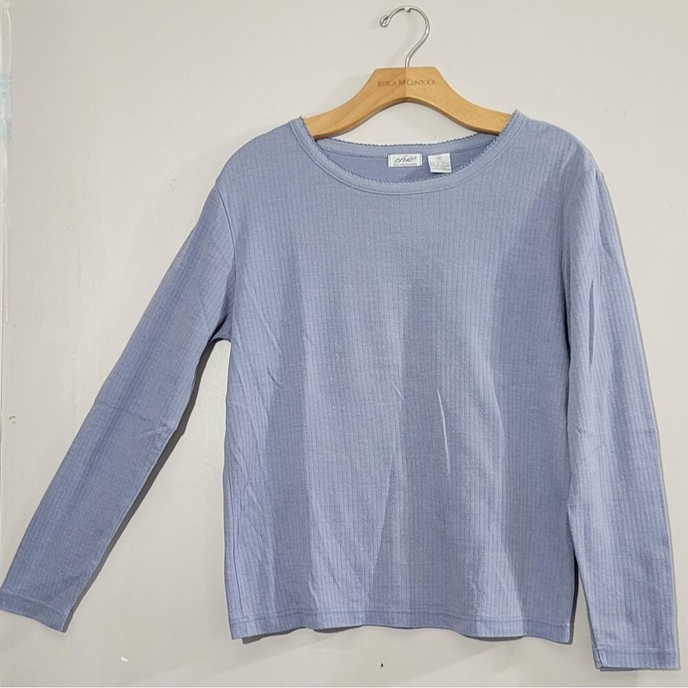 Chic (m) womens ribbed long sleeve lavender blue top